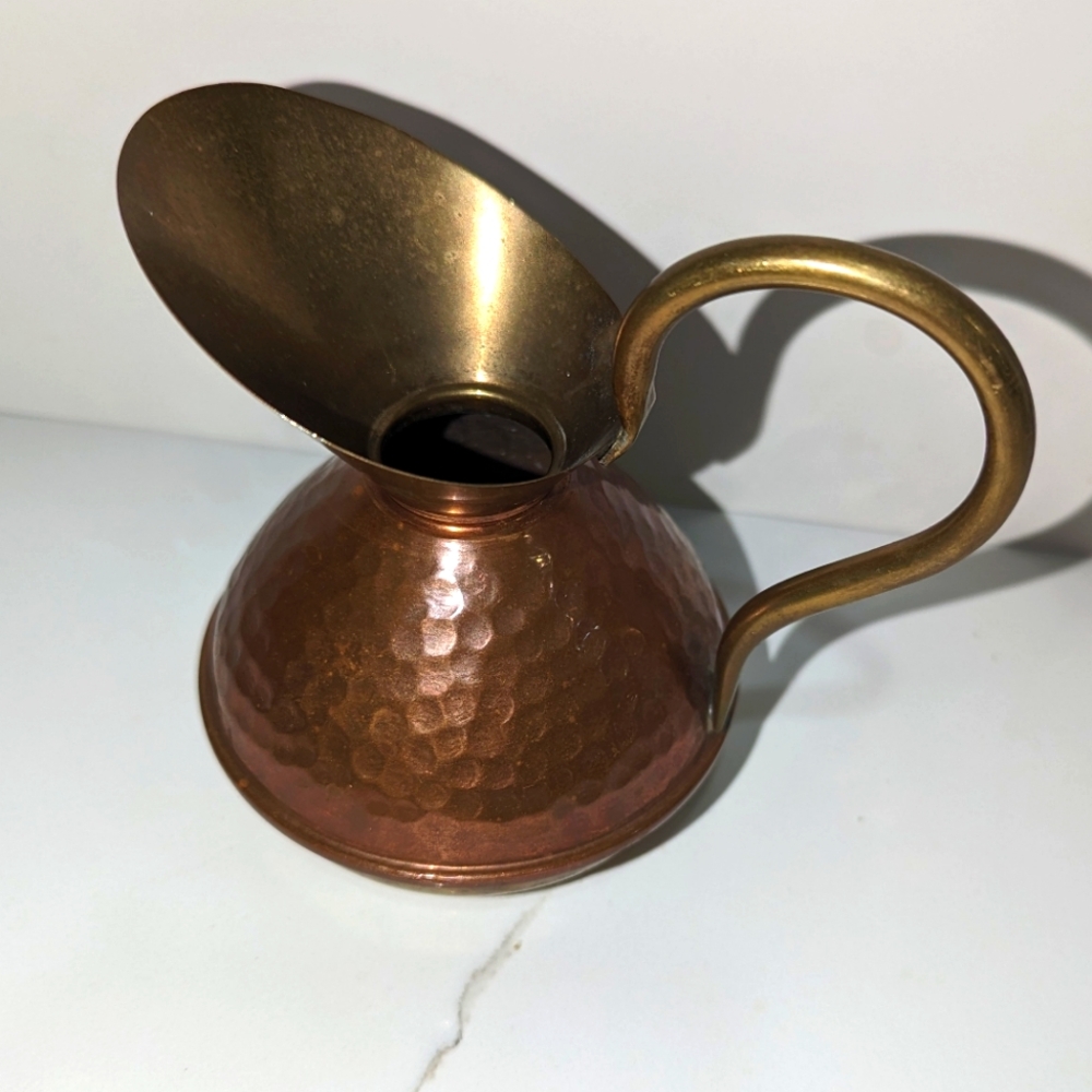 Vintage Copper and Brass pitcher jug Dutch watering can collectable